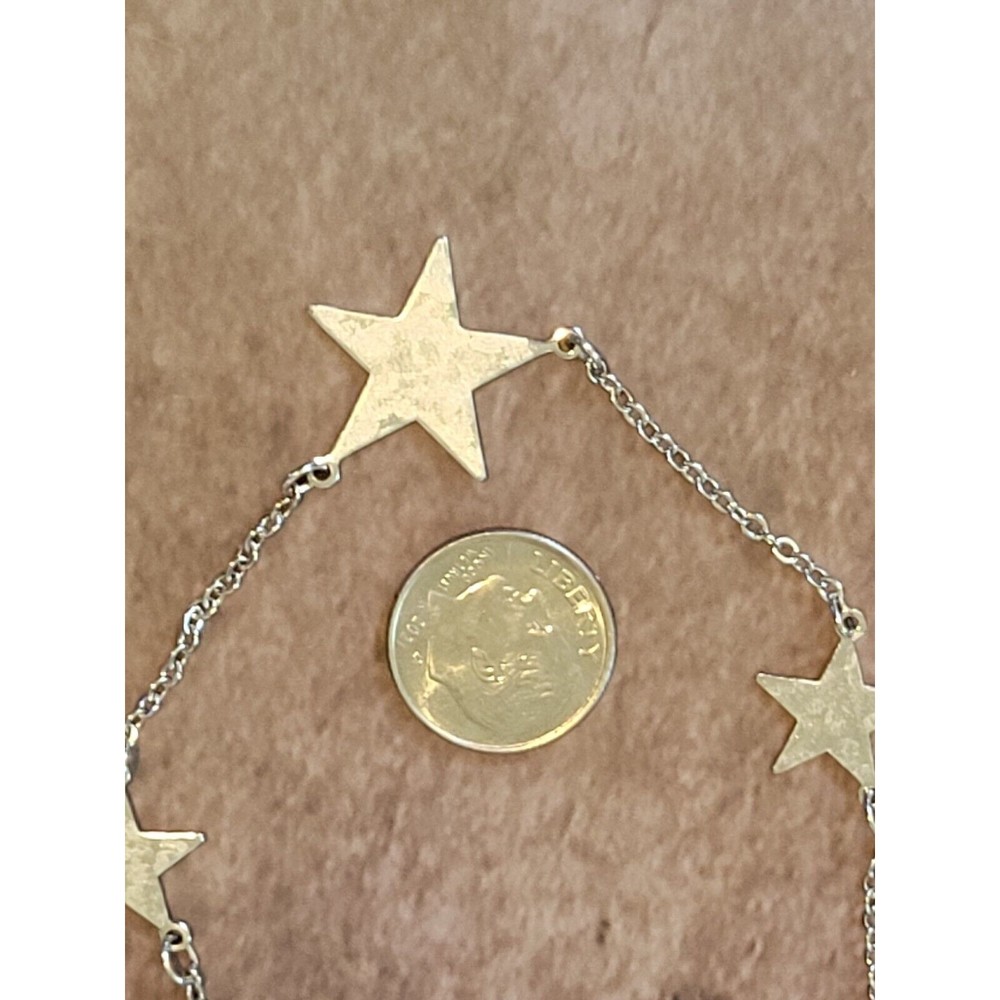 Dainty Vintage  Sarah Coventry Star Charms Faux Matte Hammered Look Necklace - Picture 3 of 5